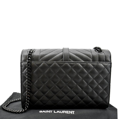 YVES SAINT LAURENT Small Envelope Matelassé Leather Shoulder Bag Black