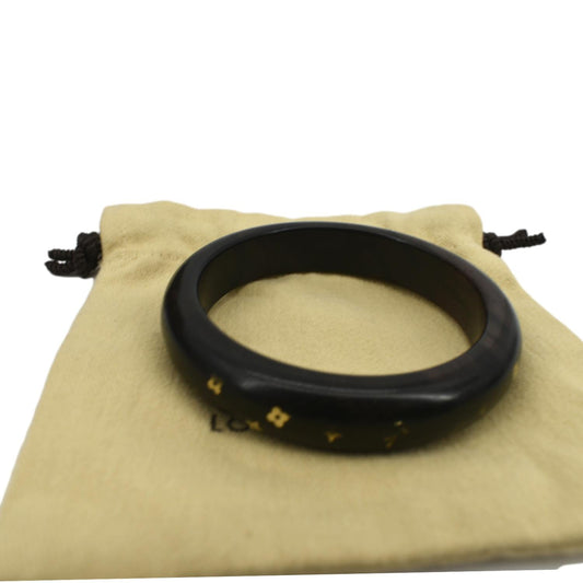 LOUIS VUITTON Sylvania Tiger Wood Brass Bangle Brown