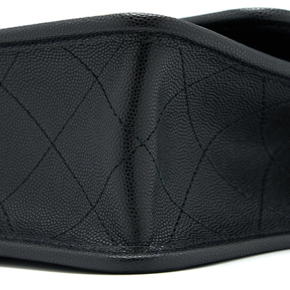 Chanel 22K Top Handle Messenger Bag Caviar Black Brushed  (Microchip)