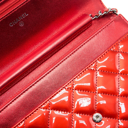 Chanel Boy Wallet On Chain Patent Metallic Red