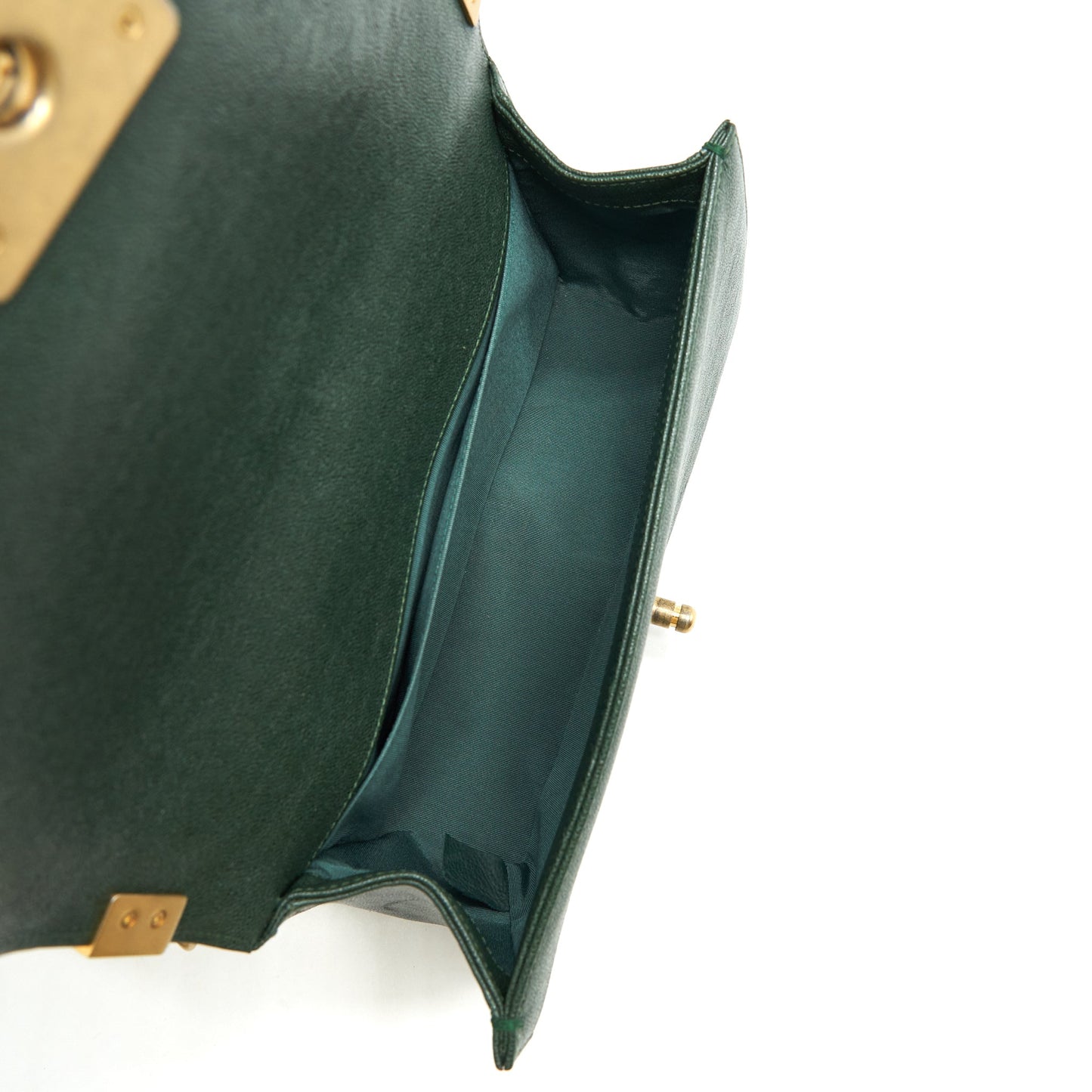 Chanel Chevron Medium Boy Bag Caviar Green Brushed
