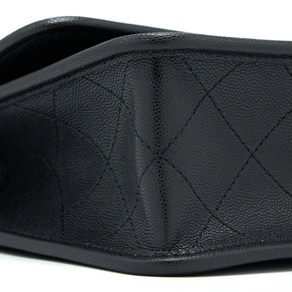 Chanel 22K Top Handle Messenger Bag Caviar Black Brushed  (Microchip)