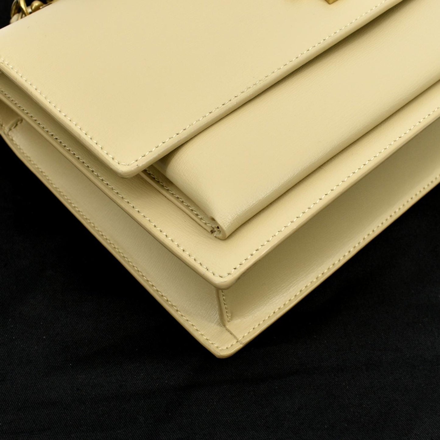 YVES SAINT LAURENT Monogram Sunset Medium Leather Shoulder Bag Beige