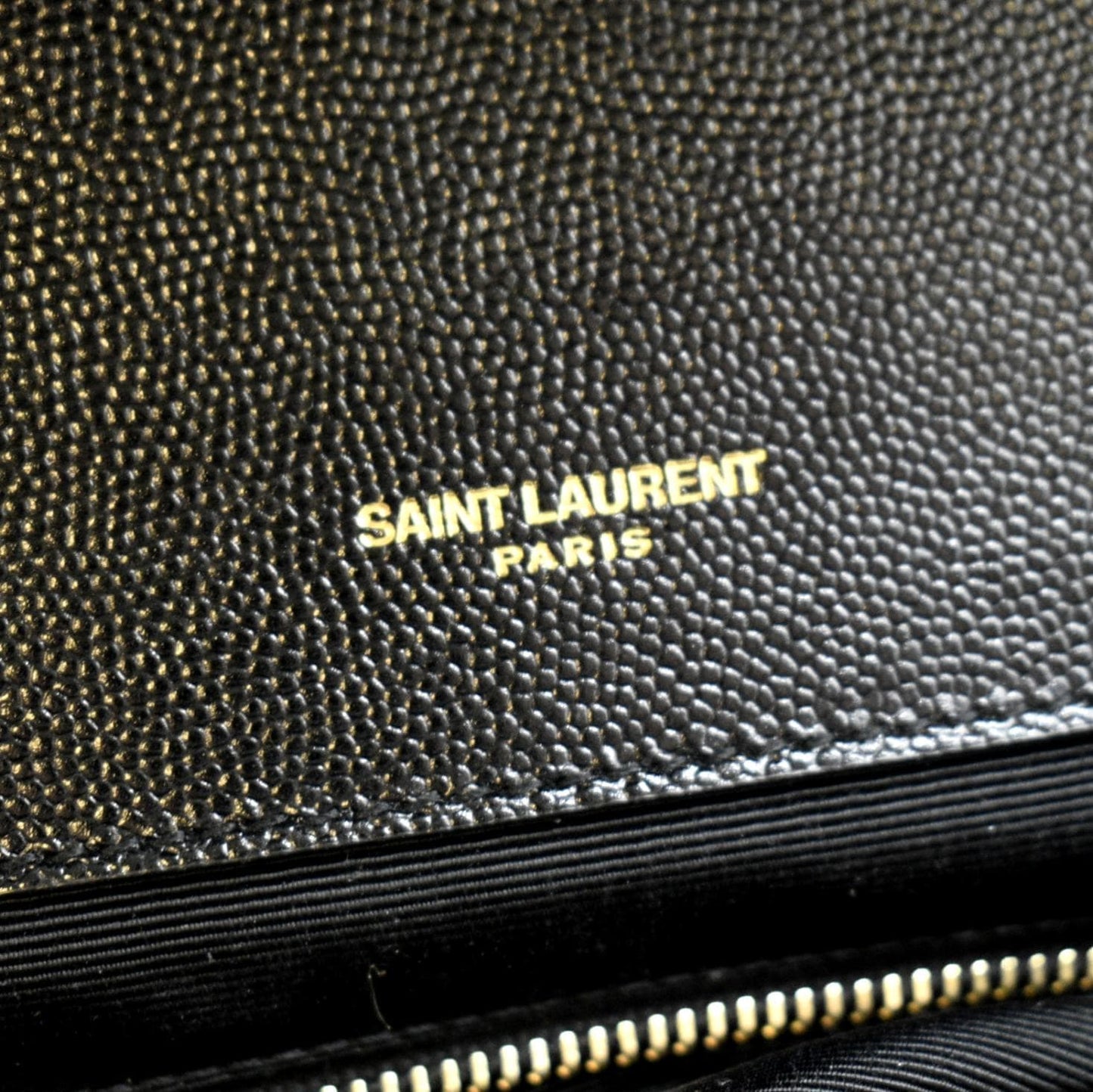 YVES SAINT LAURENT Large Envelope Calfskin Leather Chain Shoulder Bag Black