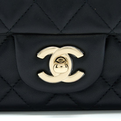 Chanel Mini Rectangular with Coco Bag Charm Limited Edition Lambskin Black L