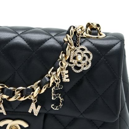 Chanel Mini Rectangular with Coco Bag Charm Limited Edition Lambskin Black L