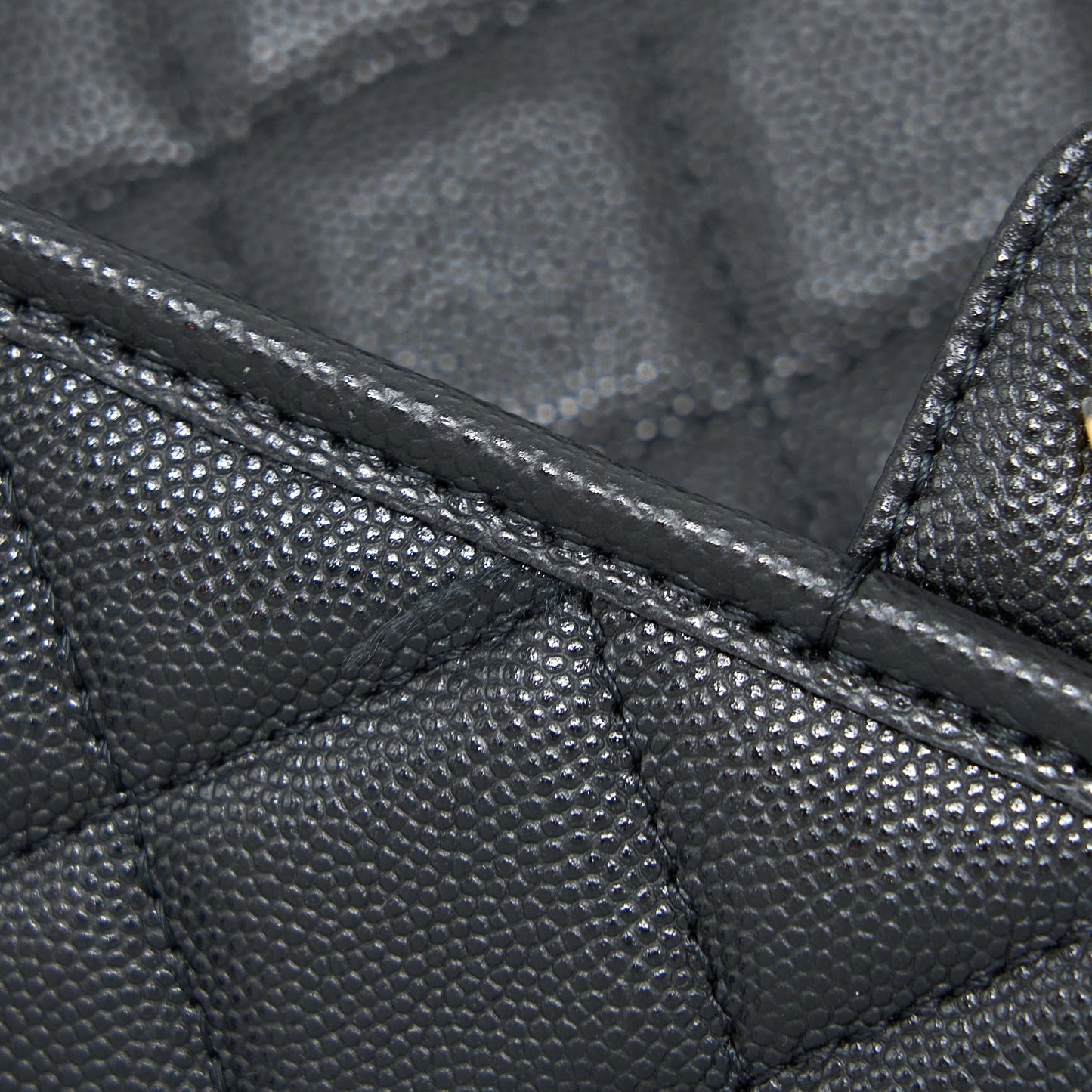 Chanel 22K Top Handle Messenger Bag Caviar Black Brushed  (Microchip)