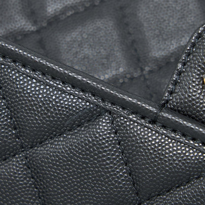 Chanel 22K Top Handle Messenger Bag Caviar Black Brushed  (Microchip)