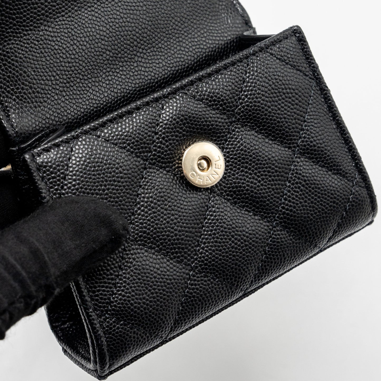 Chanel Mini Top Handle Flap Bag Caviar Black L (Microchip)