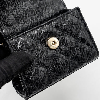 Chanel Mini Top Handle Flap Bag Caviar Black L (Microchip)