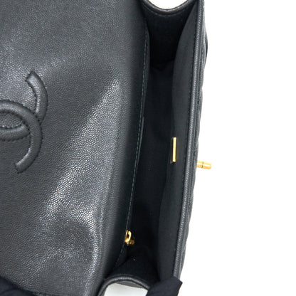 Chanel 22K Top Handle Messenger Bag Caviar Black Brushed  (Microchip)