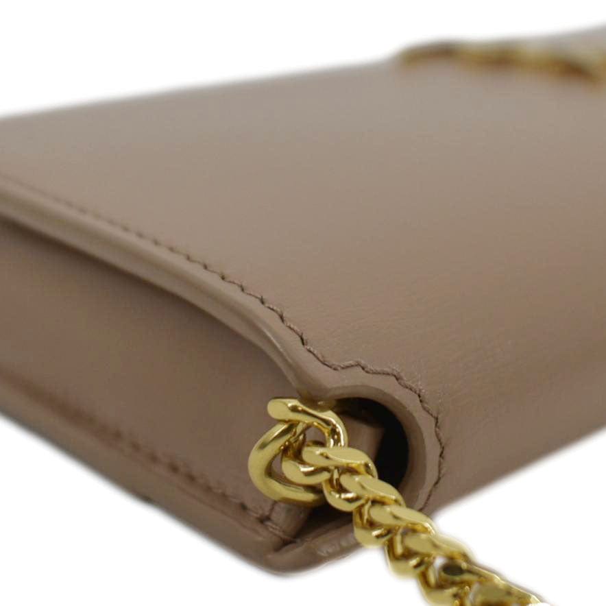 YVES SAINT LAURENT Cassandre Phone Holder Leather Shoulder Bag Dark Beige