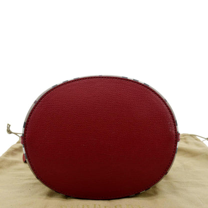 BURBERRY Bucket Haymarket Check Canvas Crossbody Bag Beige