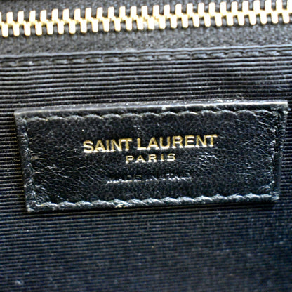 YVES SAINT LAURENT Large Envelope Calfskin Leather Chain Shoulder Bag Black