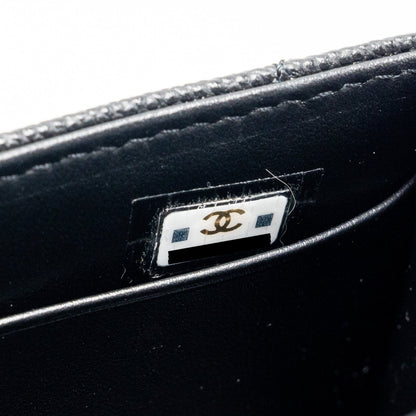 Chanel Mini Top Handle Flap Bag Caviar Black L (Microchip)