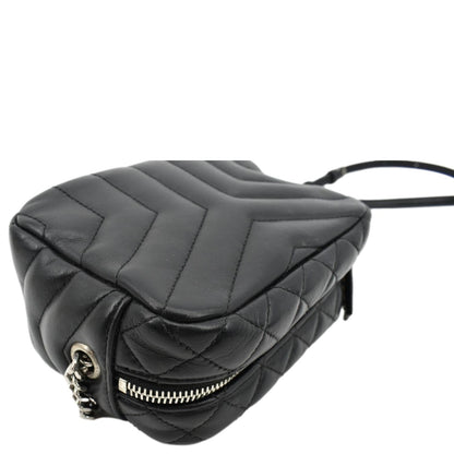 YVES SAINT LAURENT Y Mini Quilted Calfskin Leather Camera Bag Black