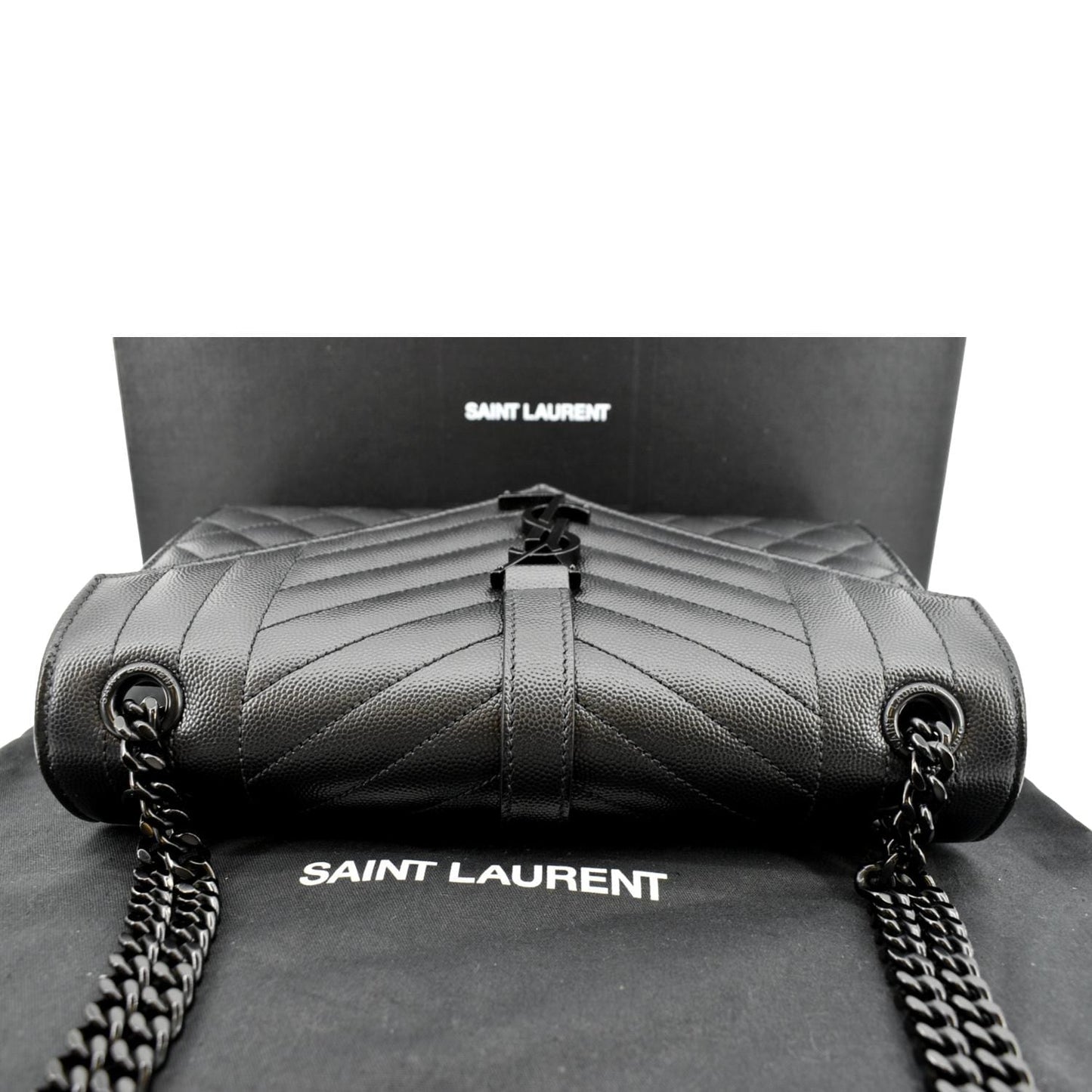 YVES SAINT LAURENT Small Envelope Matelassé Leather Shoulder Bag Black