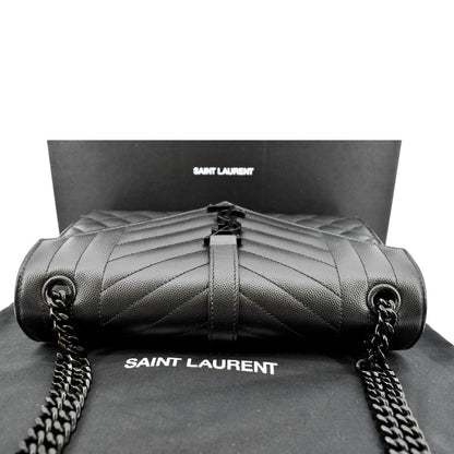 YVES SAINT LAURENT Small Envelope Matelassé Leather Shoulder Bag Black