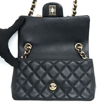 Chanel Mini Rectangular with Coco Bag Charm Limited Edition Lambskin Black L