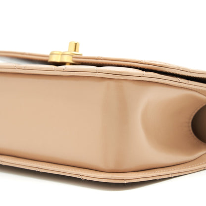 Chanel 21A Small Gold Crush Flap Bag Calfskin Beige