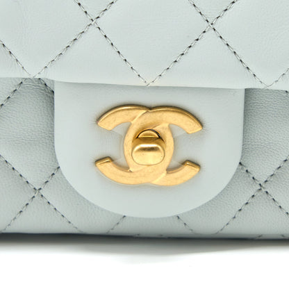 Chanel 23C Pearl Crush Mini Rectangular Lambskin Light Grey Brushed  (Microchip)