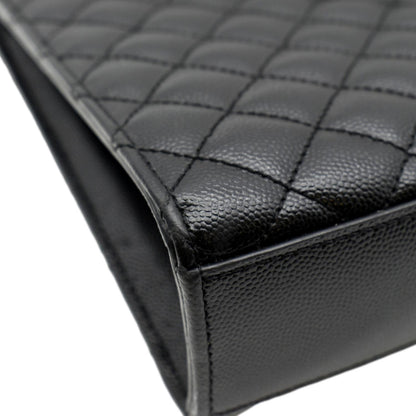 YVES SAINT LAURENT Large Envelope Calfskin Leather Chain Shoulder Bag Black