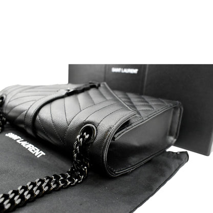 YVES SAINT LAURENT Small Envelope Matelassé Leather Shoulder Bag Black