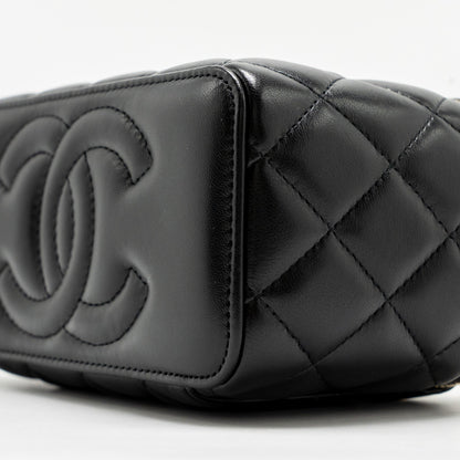 Chanel 24a Long Vanity Case With CC Logo Adjustable Chain Lambskin Black (microchip)