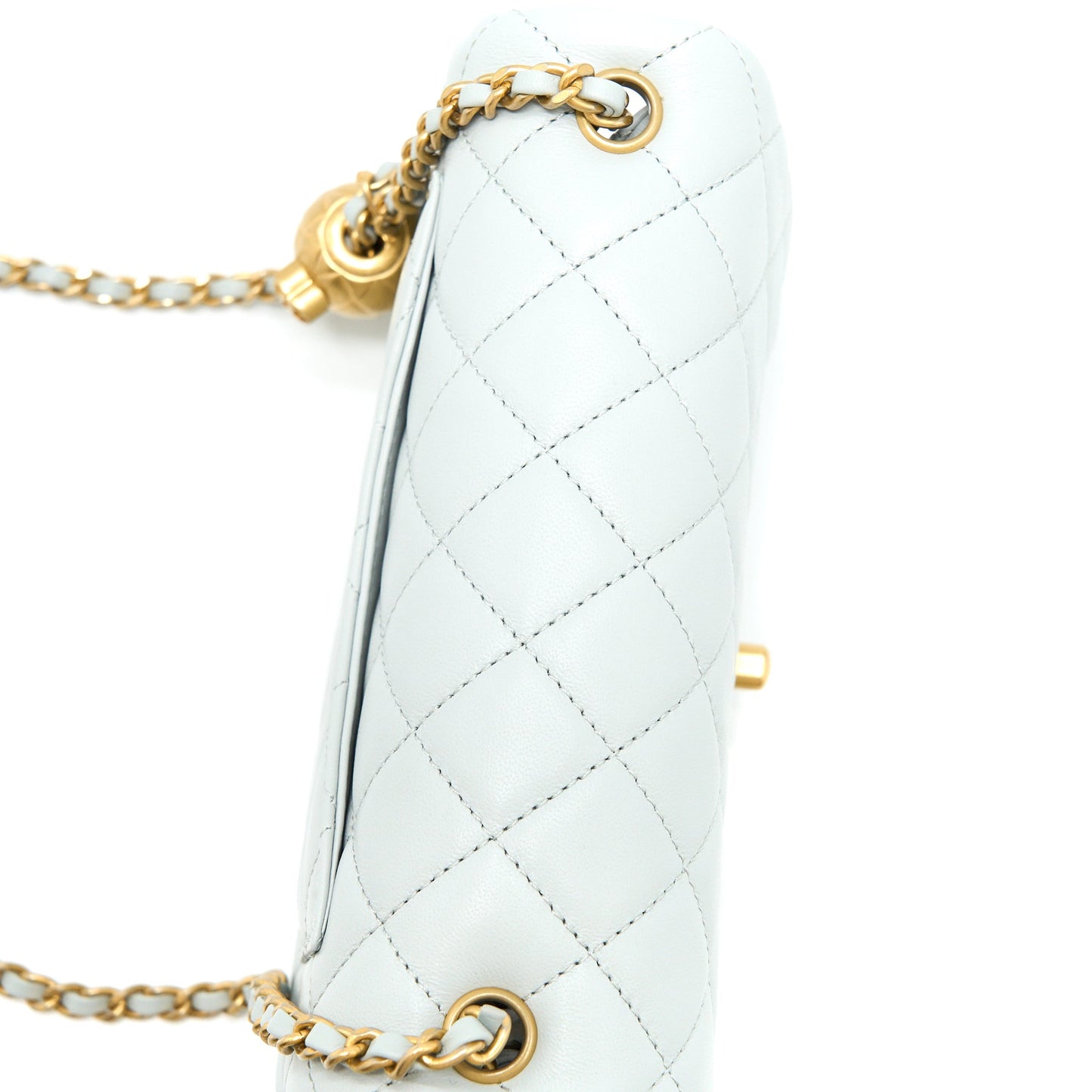 Chanel 23C Pearl Crush Mini Rectangular Lambskin Light Grey Brushed  (Microchip)