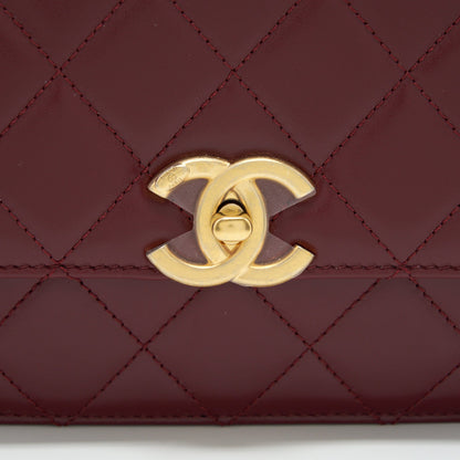 Chanel 21A Medium Gold Crush Flap Bag Calfskin NC635 Burgundy