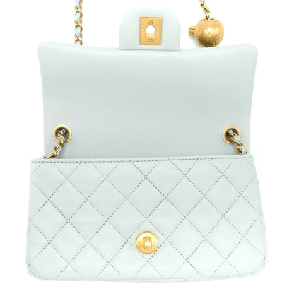 Chanel 23C Pearl Crush Mini Rectangular Lambskin Light Grey Brushed  (Microchip)