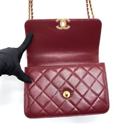Chanel 21A Medium Gold Crush Flap Bag Calfskin NC635 Burgundy