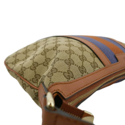 GUCCI Half Moon Vintage Web GG Canvas Shoulder Bag Beige 257082