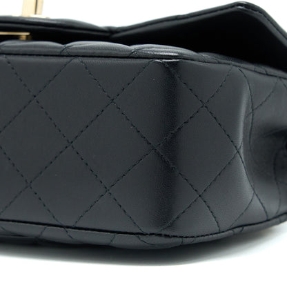 Chanel Top Handle Mini Rectangular Flap Bag Lambskin Black L (Microchip)