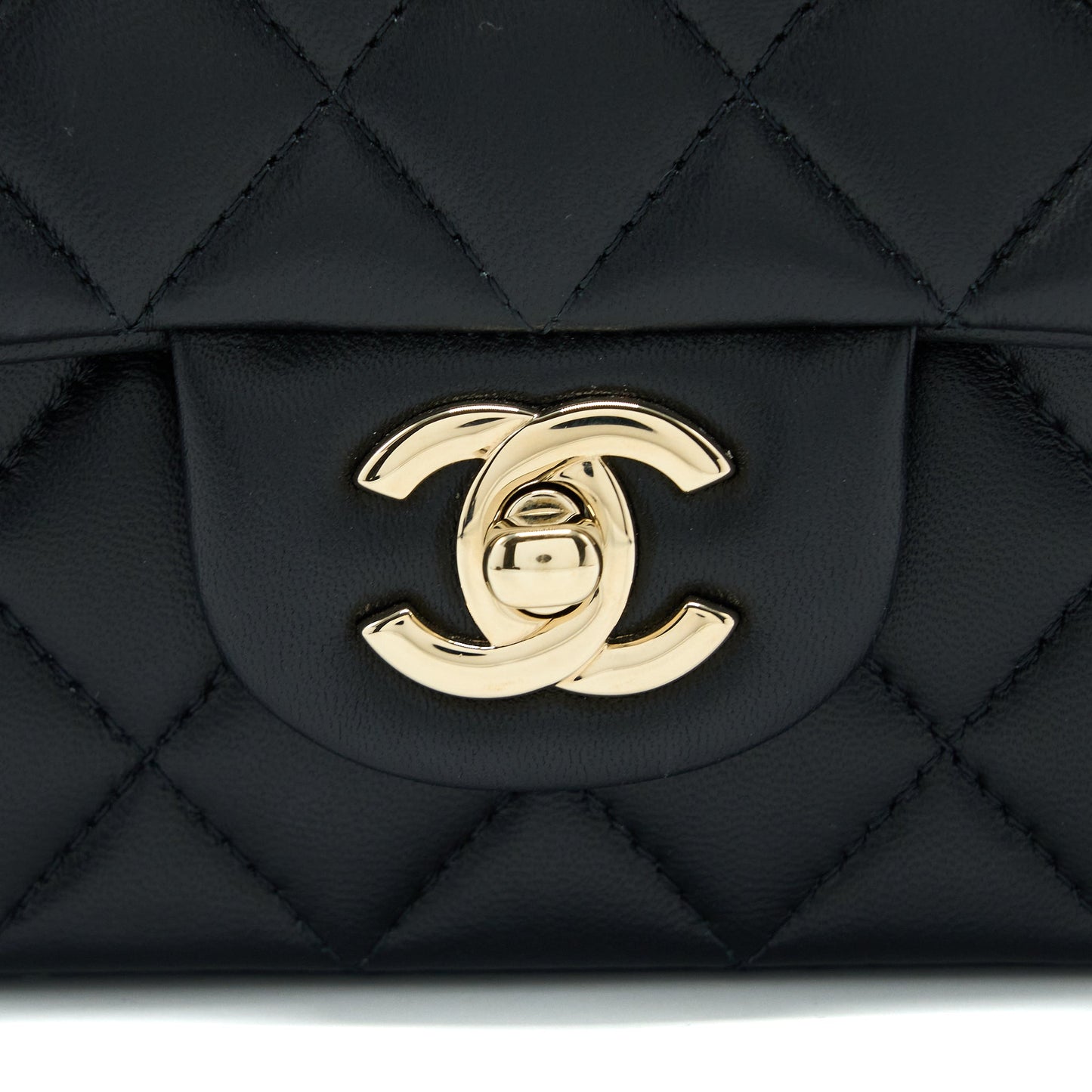 Chanel Top Handle Mini Rectangular Flap Bag Lambskin Black L (Microchip)