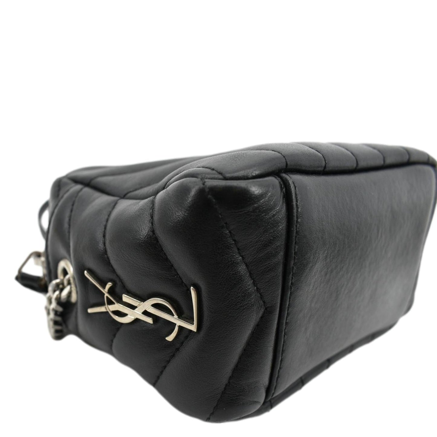 YVES SAINT LAURENT Y Mini Quilted Calfskin Leather Camera Bag Black