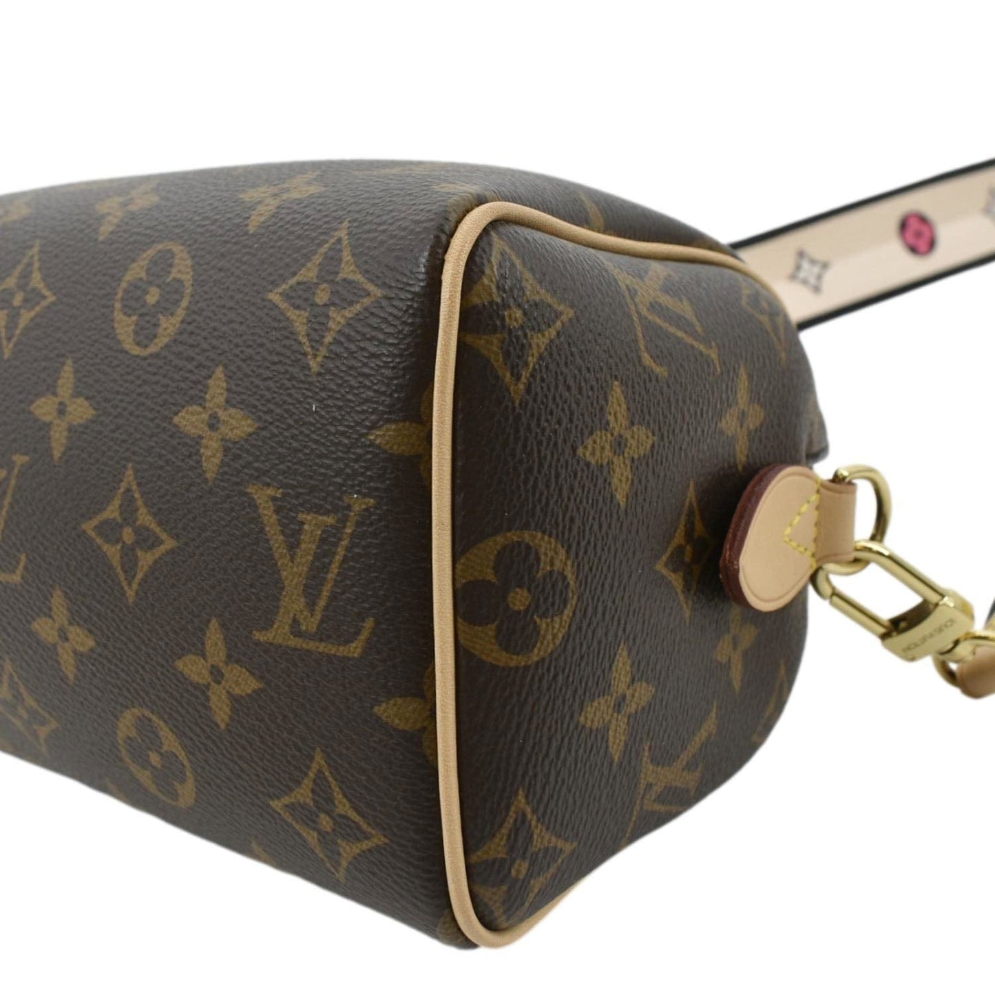 LOUIS VUITTON Speedy 20 Bandouliere Monogram Canvas Satchel Bag Brown