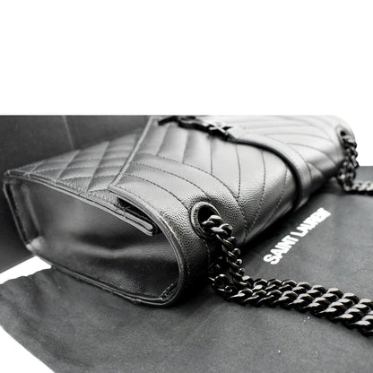 YVES SAINT LAURENT Small Envelope Matelassé Leather Shoulder Bag Black