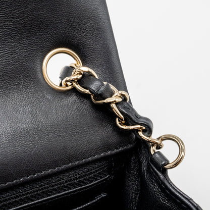 CHANEL MINI RECTANGULAR FLAP BAG LAMBSKIN BLACK L (MICROCHIP)