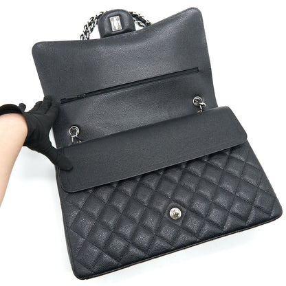 CHANEL CAVIER CLASSIC MAXI DOUBLE FLAP BAG BLACK