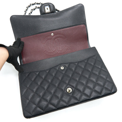 CHANEL CAVIER CLASSIC MAXI DOUBLE FLAP BAG BLACK
