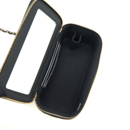 Chanel 22P Long Vanity With Logo Chain Caviar Black L