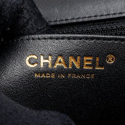 CHANEL MINI RECTANGULAR FLAP BAG LAMBSKIN BLACK L (MICROCHIP)