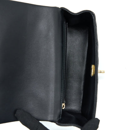 Chanel Top Handle Mini Rectangular Flap Bag Lambskin Black L (Microchip)