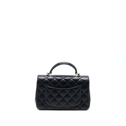 Chanel Top Handle Mini Rectangular Flap Bag Lambskin Black L (Microchip)