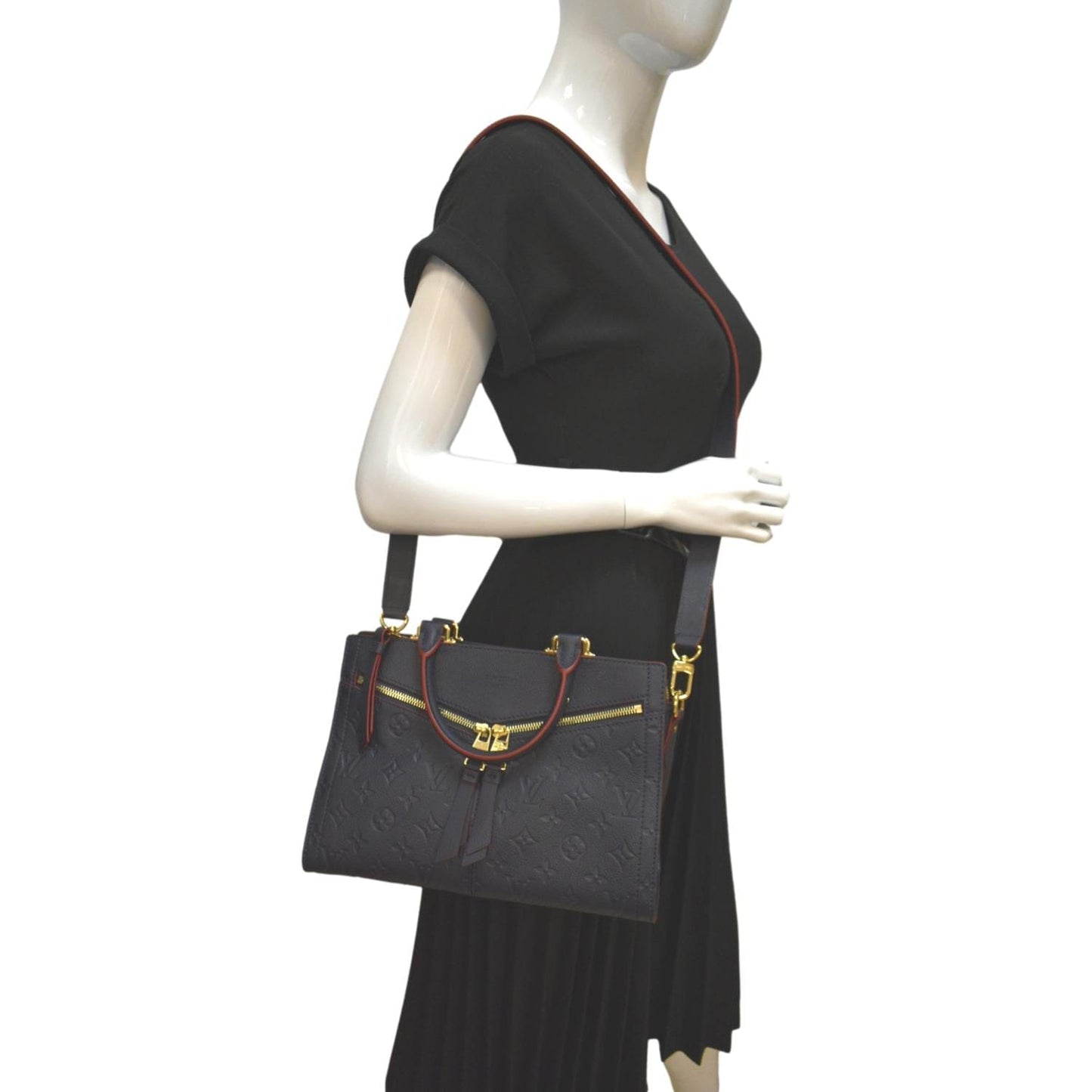 LOUIS VUITTON Sully PM Monogram Empreinte Leather Shoulder Bag Marine Rouge