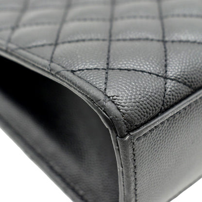 YVES SAINT LAURENT Large Envelope Calfskin Leather Chain Shoulder Bag Black