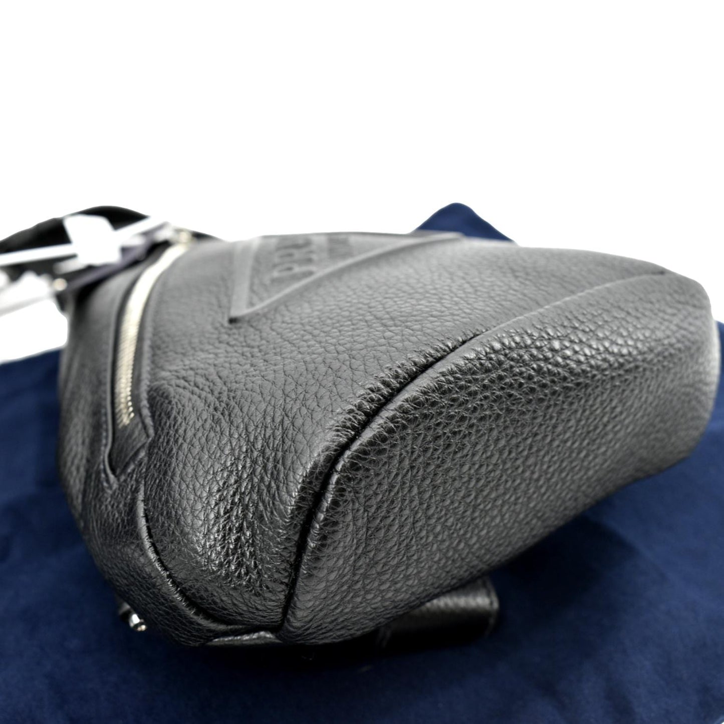 PRADA Triangle Sling Leather Shoulder Bag Black