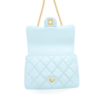 Chanel 22P Enemal Small Flap Bag Lambskin Light Blue Gold/Blue Hardware