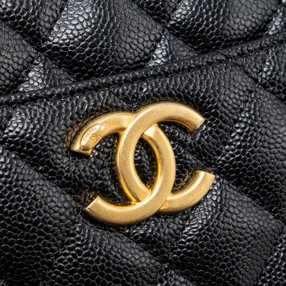 Chanel Letter top Handle Small vanity case caviar Black Brushed (microchip)